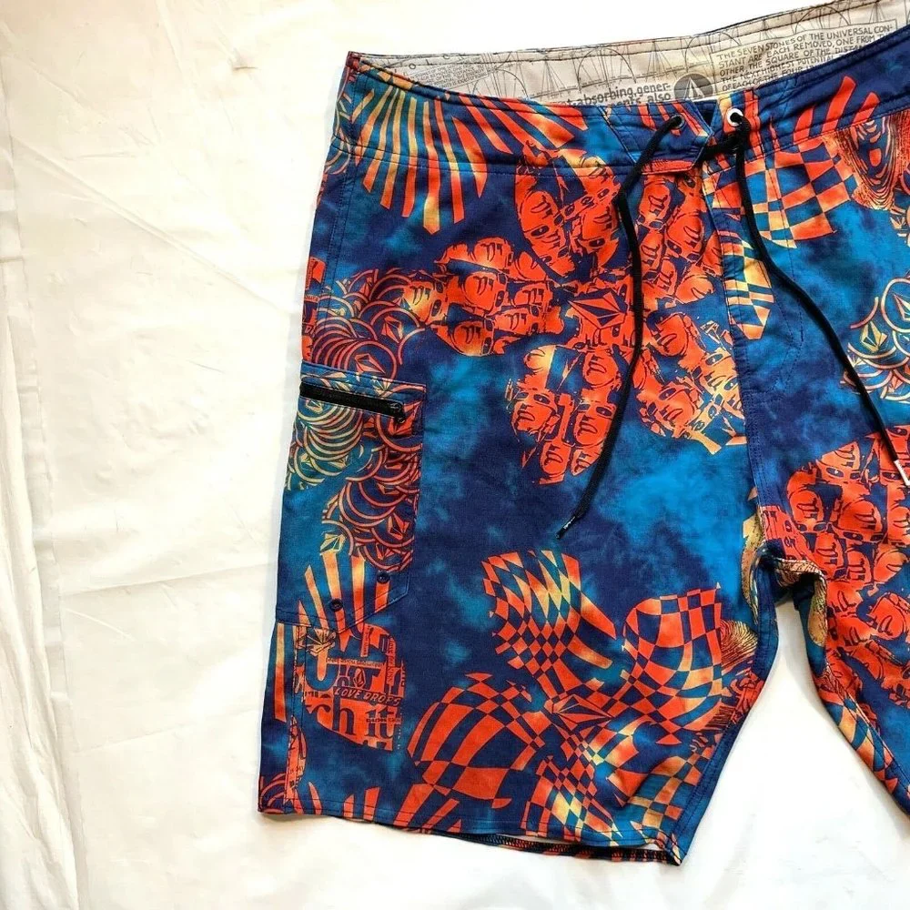 Volcom Lido Weedo Board Shorts Swim Trunks Mens 40 Stretch Floral Print Colorful